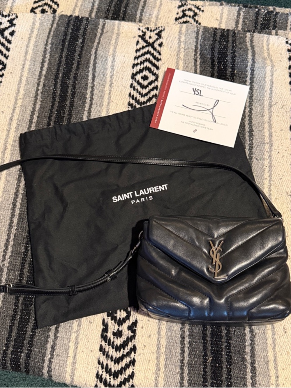Saint Laurent Black Lou Lou Leather Shoulder Bag